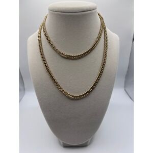 Direction One Curb Chain Necklace Unisex 30" Gold Tone Excellent Long Link